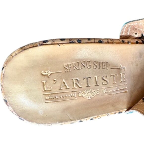 Spring Step L' Artiste Marjan Graym Floral Leather Sandals - Tan/Blue - EU 38 - Picture 11 of 12